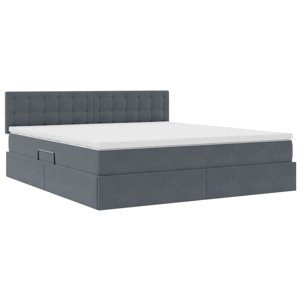 Letto con Contenitore Grigio scuro 160 x 200 cm Velluto | homemem39