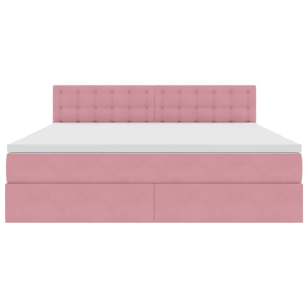 Letto con Contenitore con materasso Rosa 160 x 200 cm Velluto | homemem39