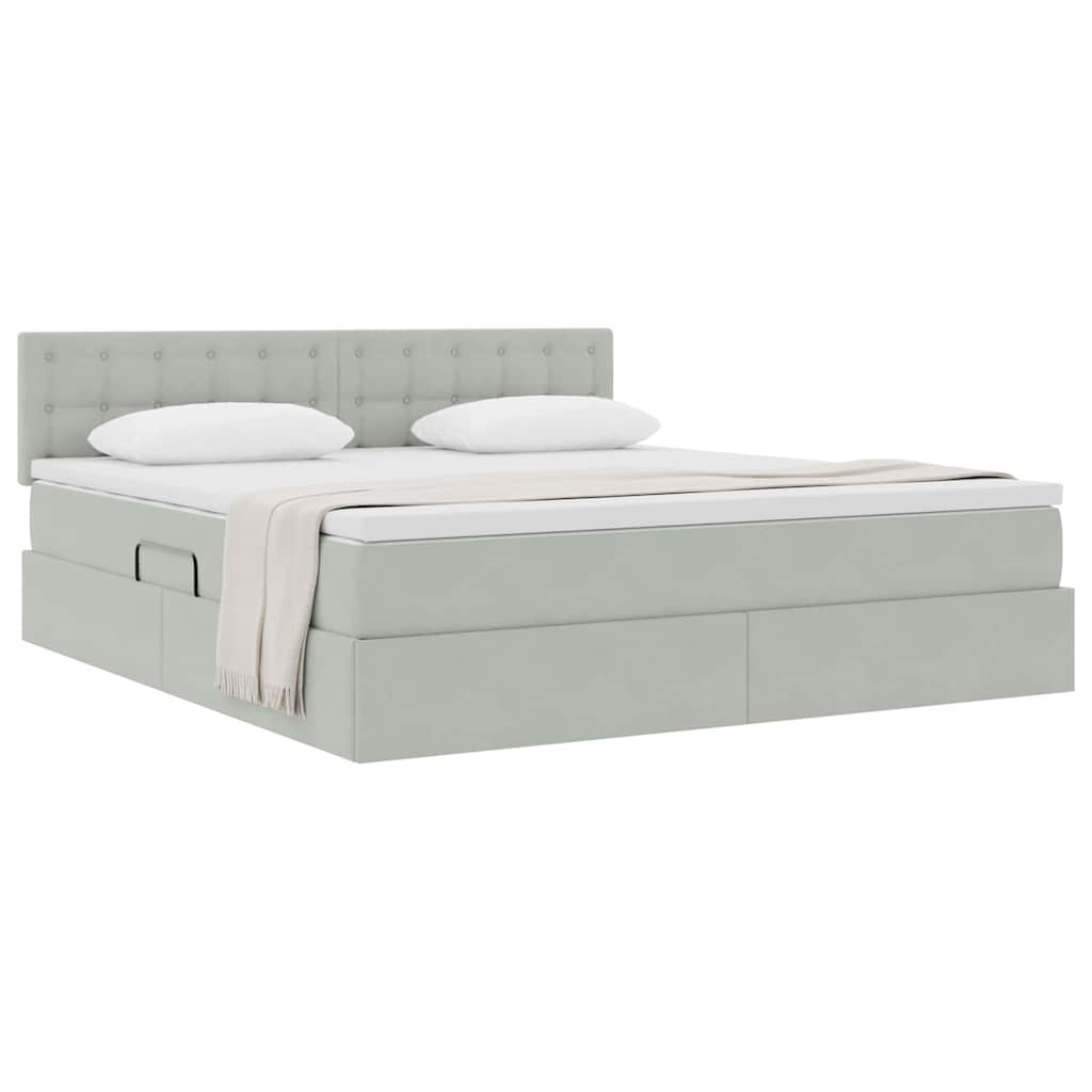 Letto con Contenitore Grigio chiaro 180 x 200 cm Velluto | homemem39
