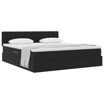 Letto con Contenitore con materasso Nero 180 x 200 cm Velluto | homemem39