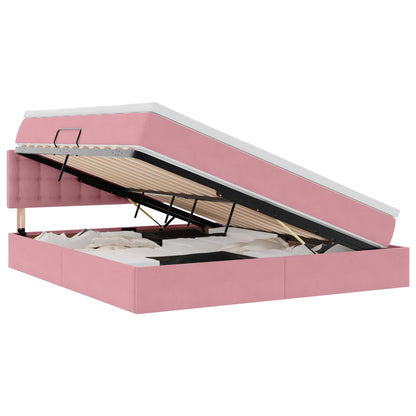 Letto con Contenitore con materasso Rosa 180 x 200 cm Velluto