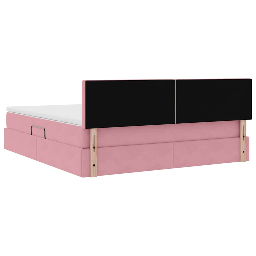 Letto con Contenitore con materasso Rosa 180 x 200 cm Velluto