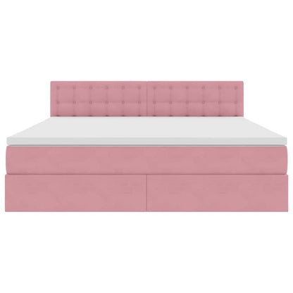 Letto con Contenitore con materasso Rosa 180 x 200 cm Velluto | homemem39