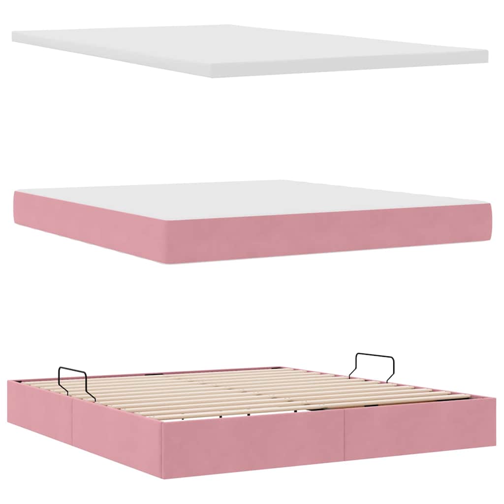 Letto con Contenitore con materasso Rosa 180 x 200 cm Velluto | homemem39
