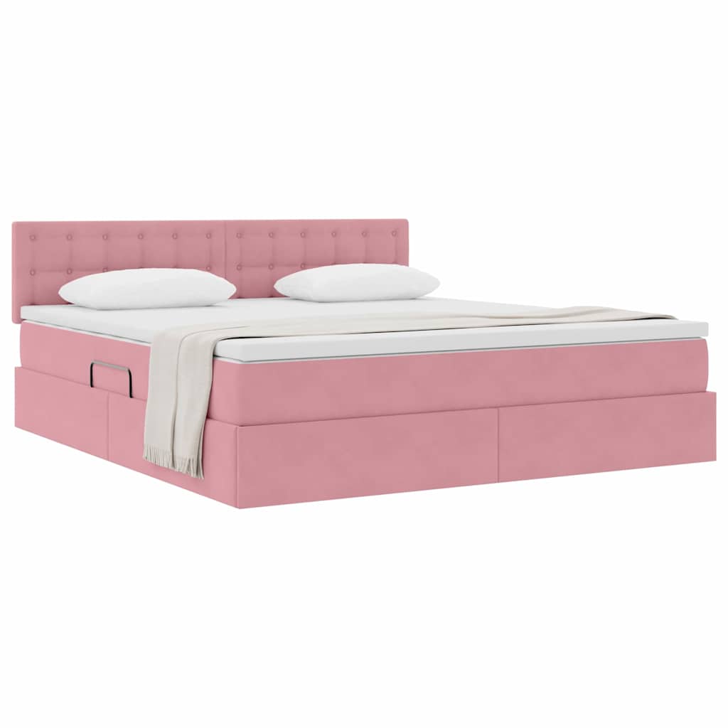 Letto con Contenitore con materasso Rosa 180 x 200 cm Velluto | homemem39