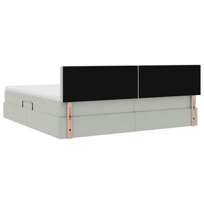 Letto con Contenitore Grigio chiaro 200 x 200 cm Velluto | homemem39
