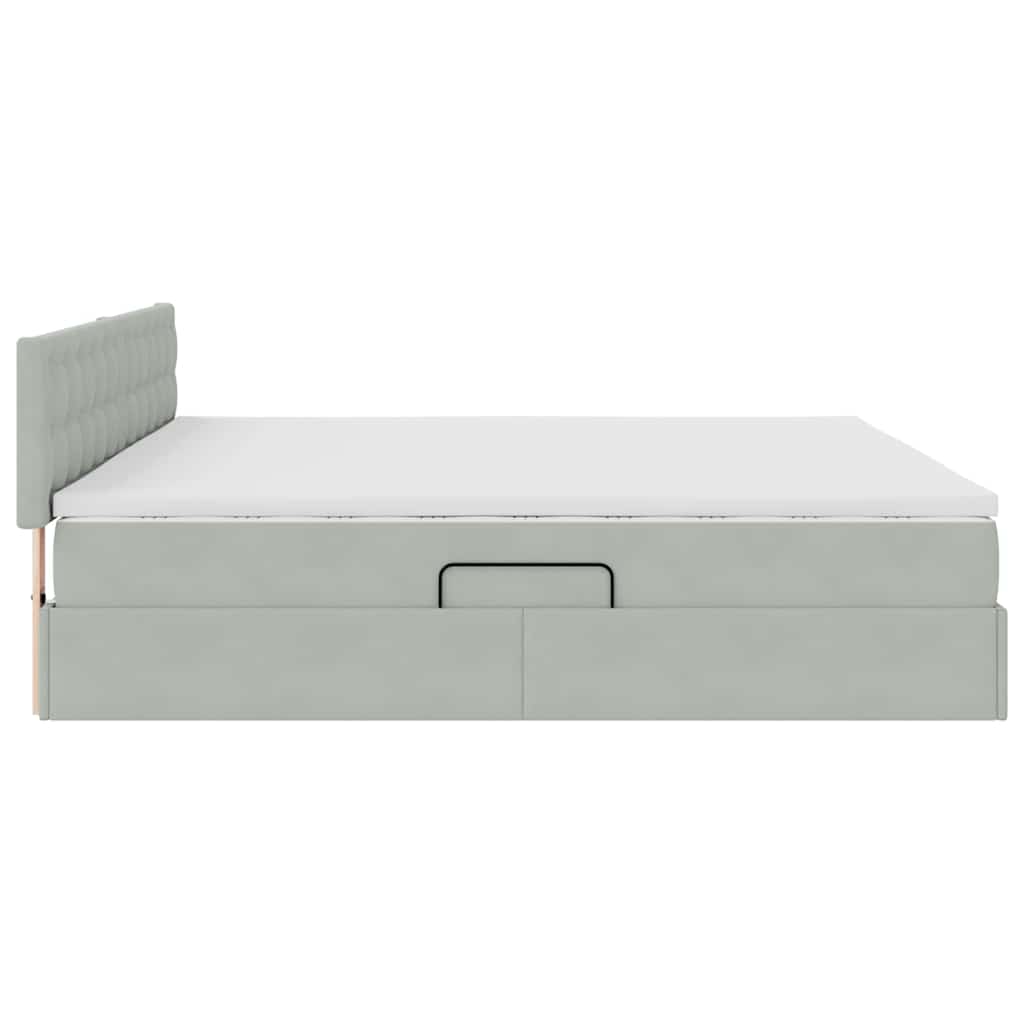 Letto con Contenitore Grigio chiaro 200 x 200 cm Velluto | homemem39