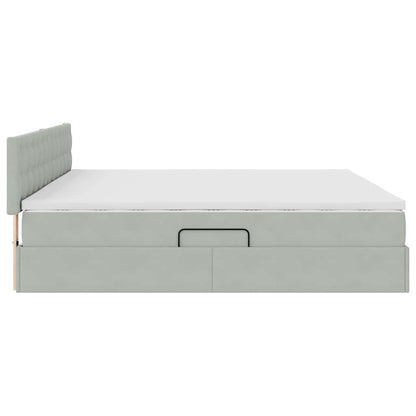 Letto con Contenitore Grigio chiaro 200 x 200 cm Velluto