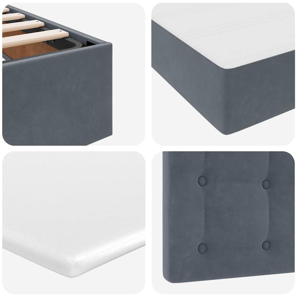 Letto con Contenitore Grigio scuro 200 x 200 cm Velluto