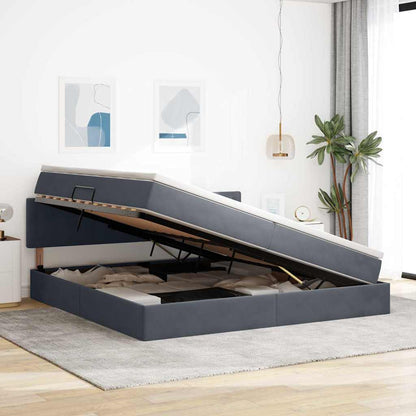 Letto con Contenitore Grigio scuro 200 x 200 cm Velluto | homemem39