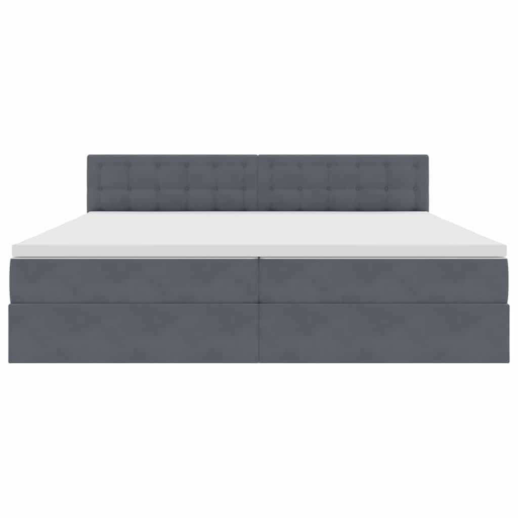 Letto con Contenitore Grigio scuro 200 x 200 cm Velluto | homemem39