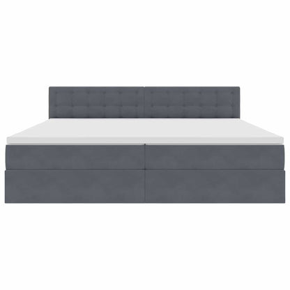 Letto con Contenitore Grigio scuro 200 x 200 cm Velluto | homemem39