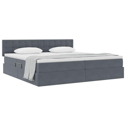 Letto con Contenitore Grigio scuro 200 x 200 cm Velluto
