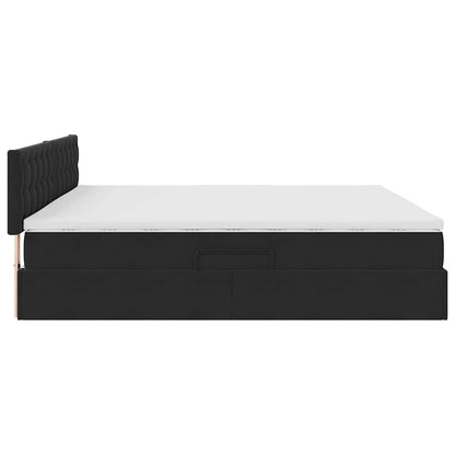 Letto con Contenitore con materasso Nero 200 x 200 cm Velluto