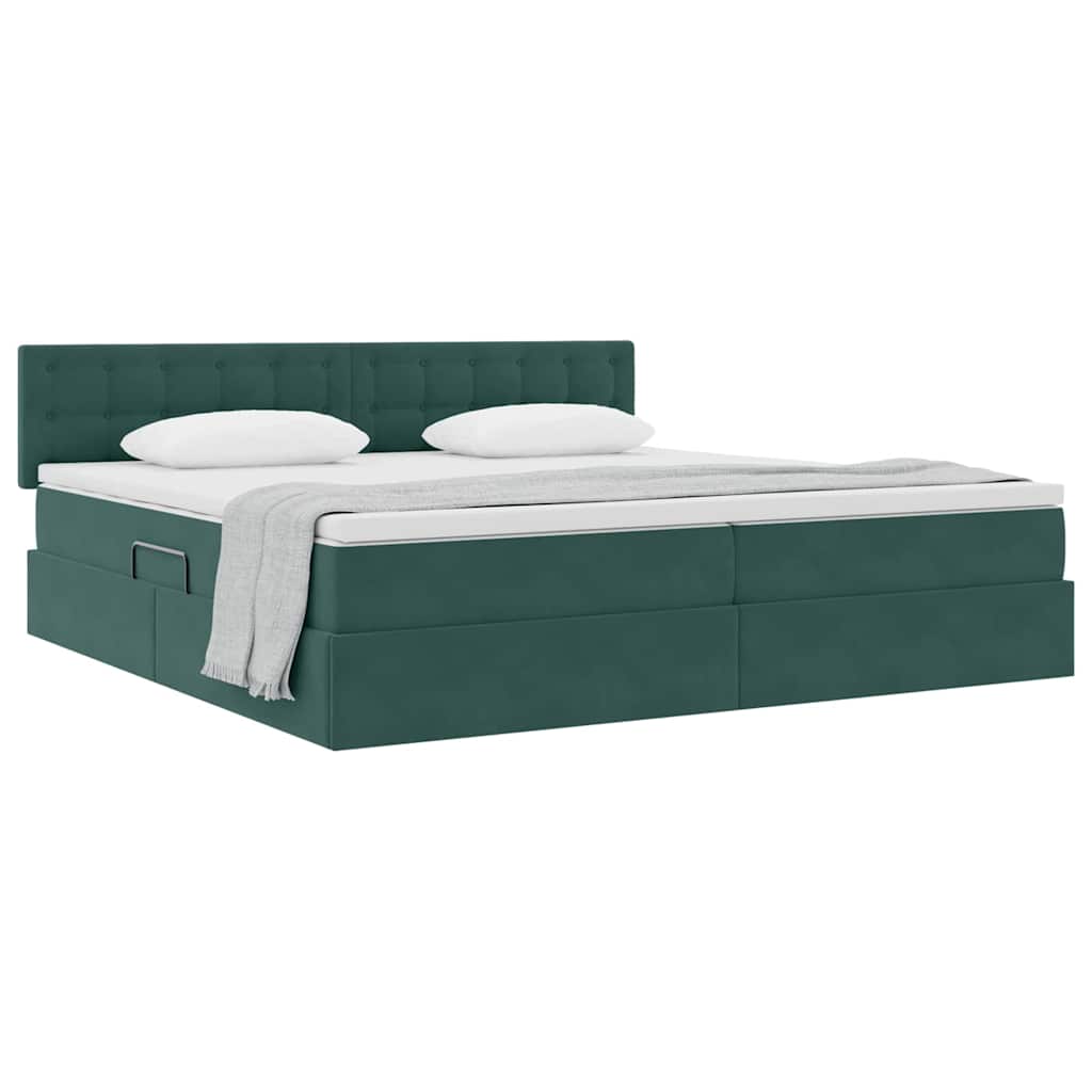 Letto con Contenitore Verde Scuro 200 x 200 cm Velluto