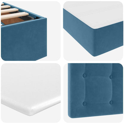 Letto con Contenitore Blu Scuro 200 x 200 cm Velluto