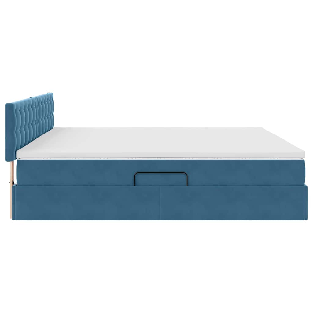 Letto con Contenitore Blu Scuro 200 x 200 cm Velluto
