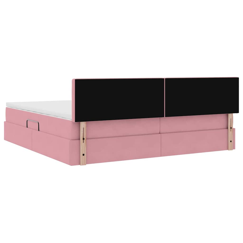 Letto con Contenitore con materasso Rosa 200 x 200 cm Velluto | homemem39
