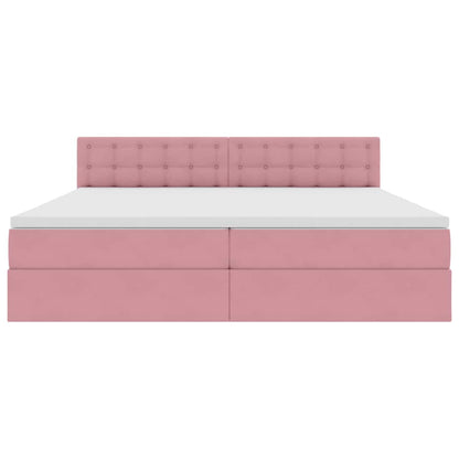 Letto con Contenitore con materasso Rosa 200 x 200 cm Velluto