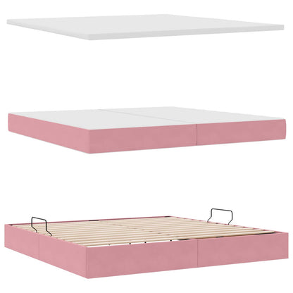 Letto con Contenitore con materasso Rosa 200 x 200 cm Velluto | homemem39