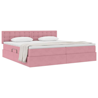 Letto con Contenitore con materasso Rosa 200 x 200 cm Velluto | homemem39