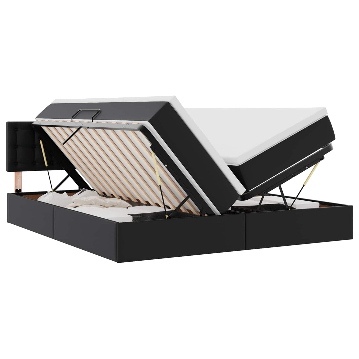 Letto con Contenitore Nero 180 x 200 cm Pelle Sintetica