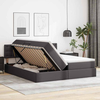 Letto con Contenitore Grigio 180 x 200 cm Pelle Sintetica | homemem39