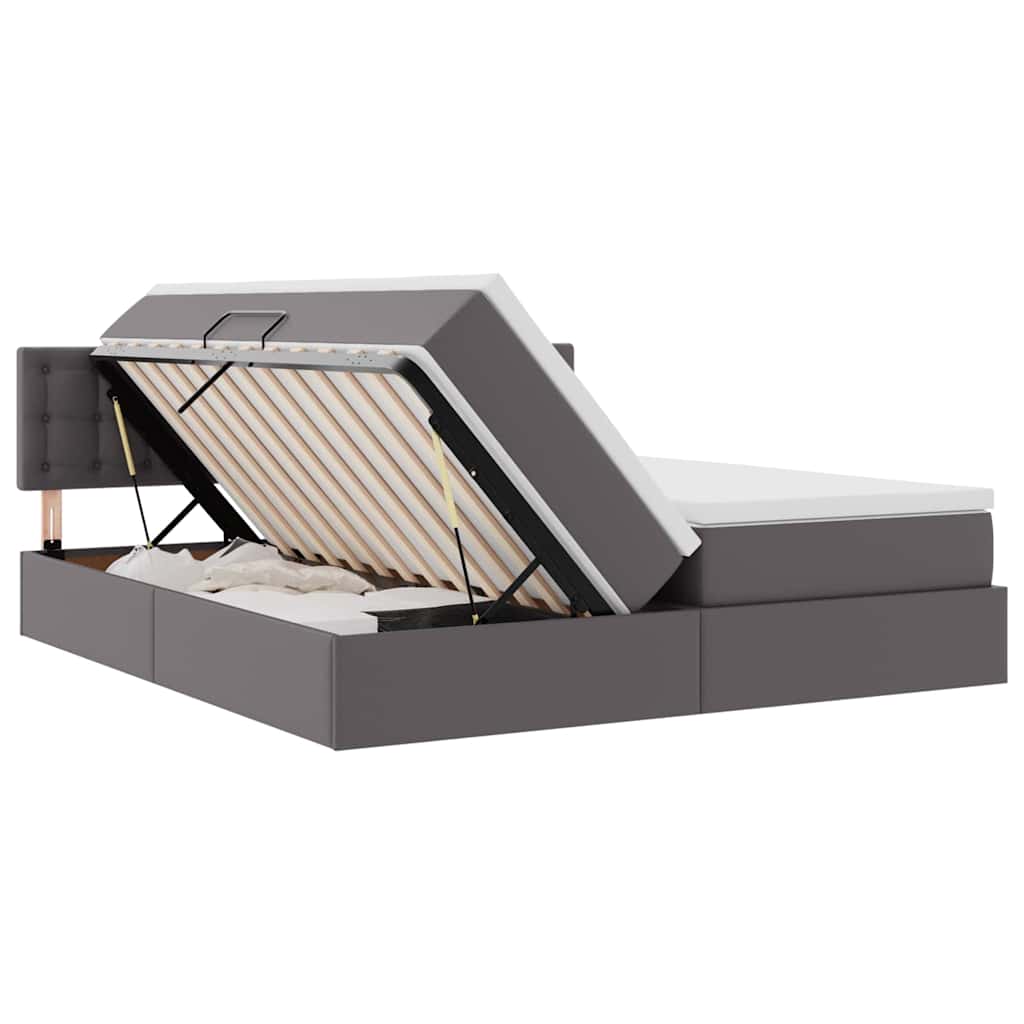 Letto con Contenitore Grigio 180 x 200 cm Pelle Sintetica | homemem39