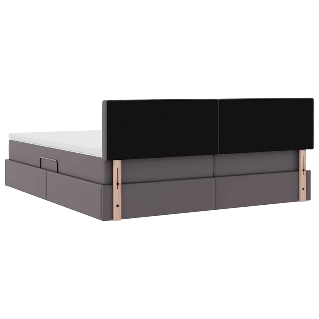 Letto con Contenitore Grigio 180 x 200 cm Pelle Sintetica