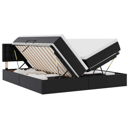 Letto con Contenitore Nero 200 x 200 cm Pelle Sintetica | homemem39