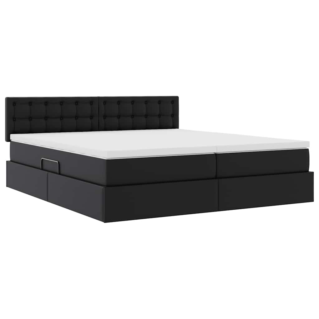 Letto con Contenitore Nero 200 x 200 cm Pelle Sintetica | homemem39