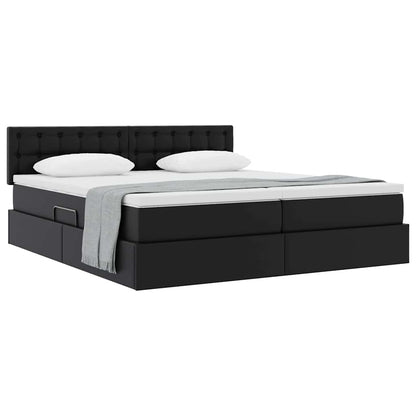 Letto con Contenitore Nero 200 x 200 cm Pelle Sintetica | homemem39