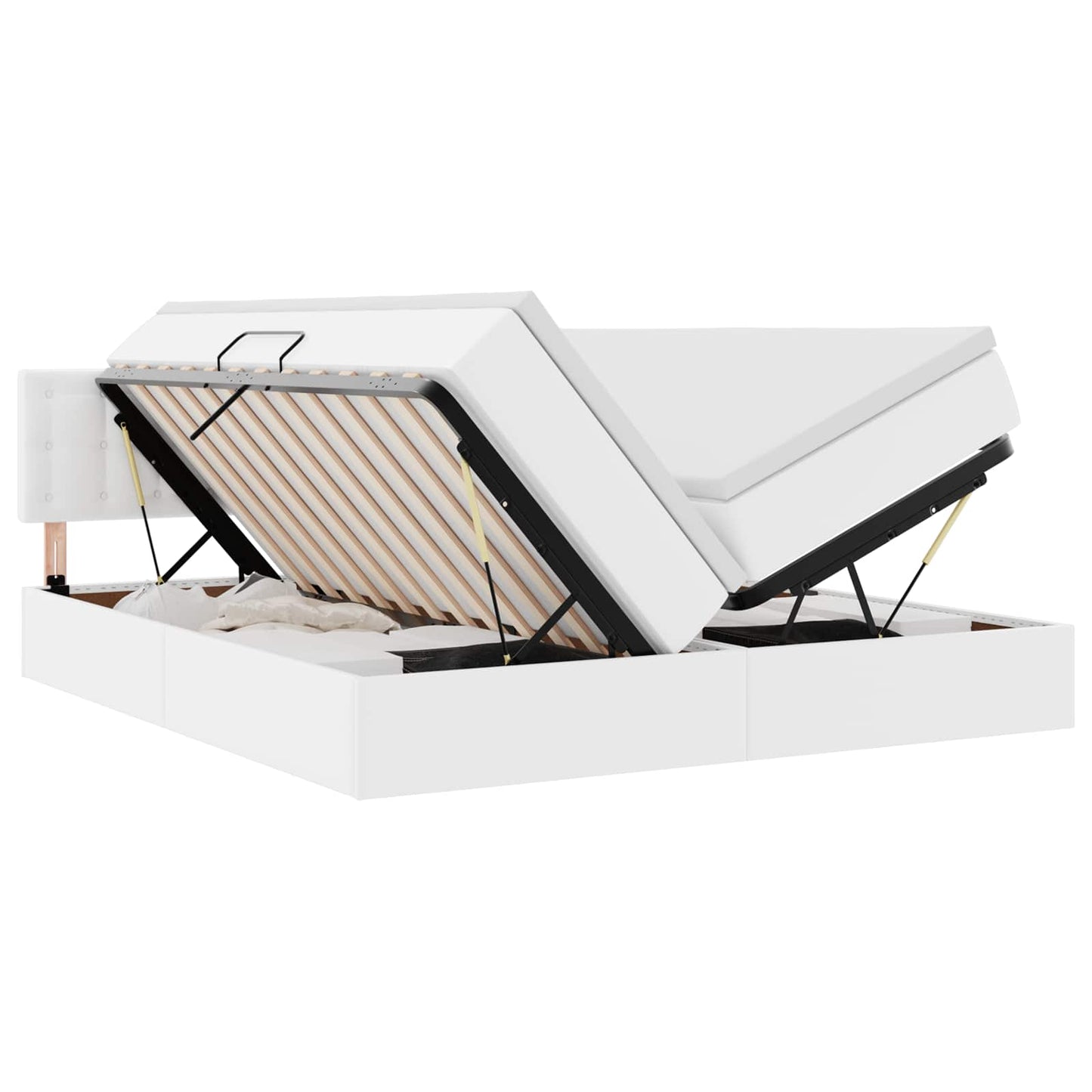 Letto con Contenitore Bianco Puro 200 x 200 cm Pelle Sintetica | homemem39