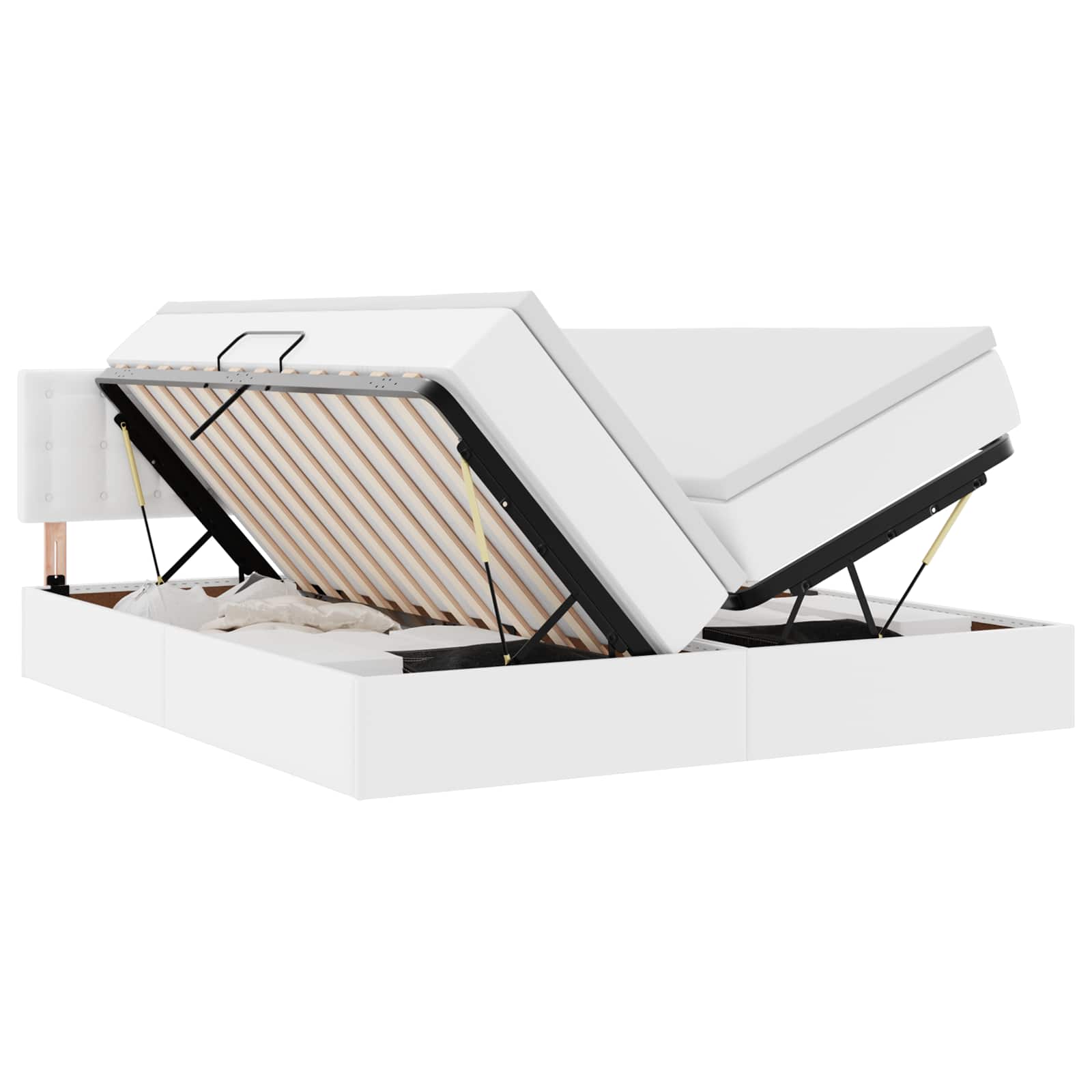 Letto con Contenitore Bianco Puro 200 x 200 cm Pelle Sintetica | homemem39