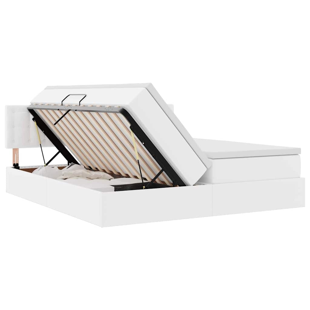 Letto con Contenitore Bianco Puro 200 x 200 cm Pelle Sintetica | homemem39