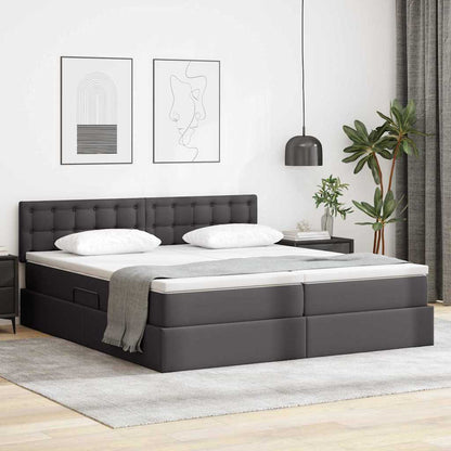 Letto con Contenitore Grigio 200 x 200 cm Pelle Sintetica | homemem39