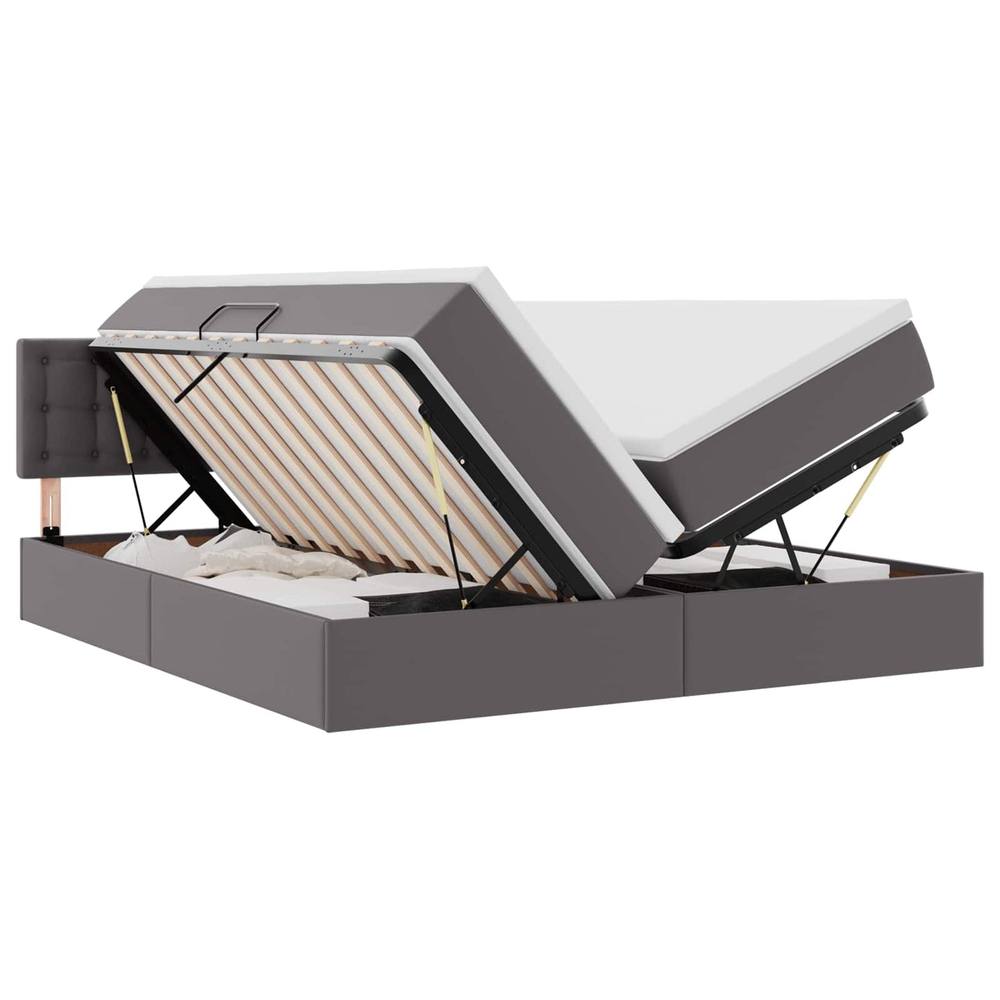 Letto con Contenitore Grigio 200 x 200 cm Pelle Sintetica | homemem39