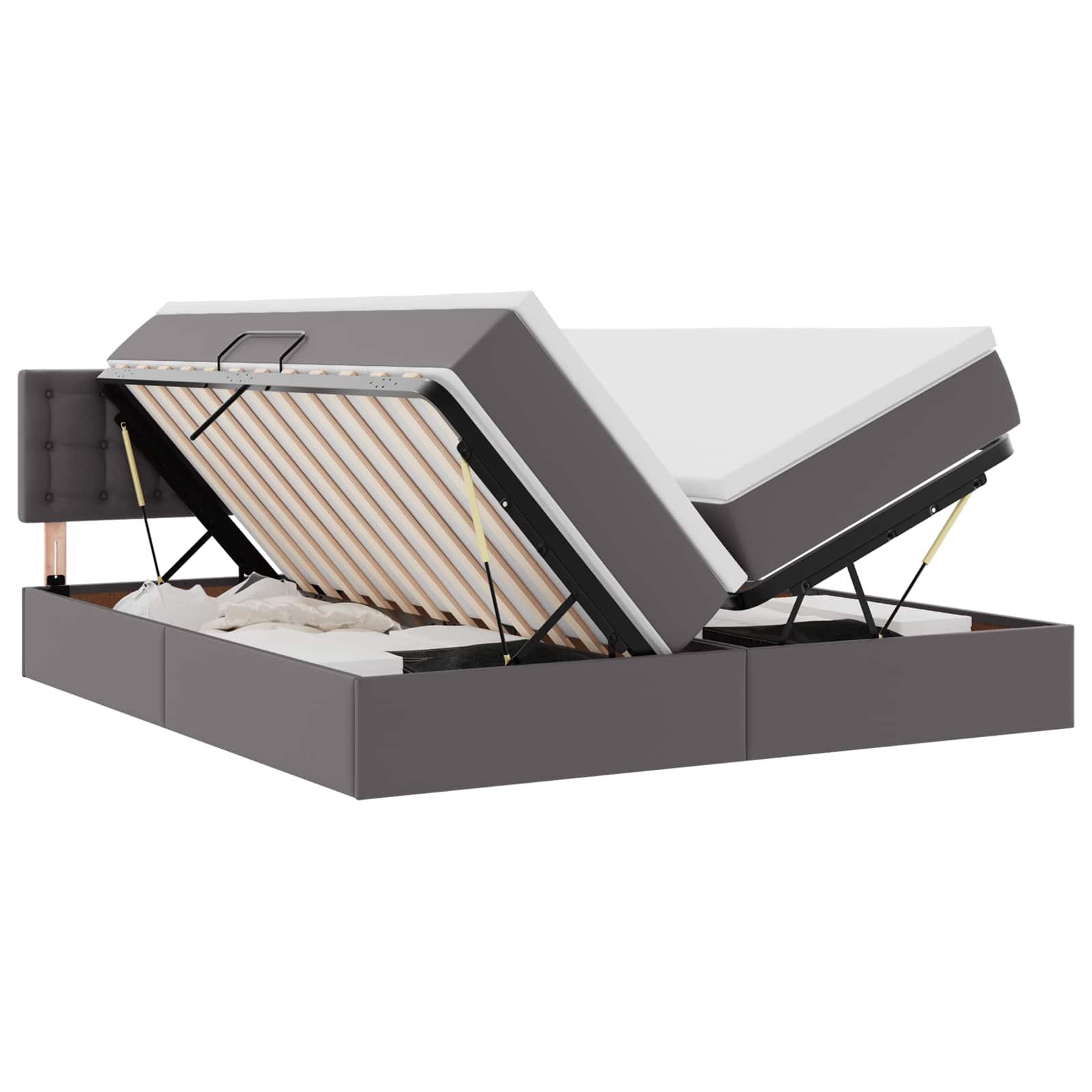 Letto con Contenitore Grigio 200 x 200 cm Pelle Sintetica | homemem39