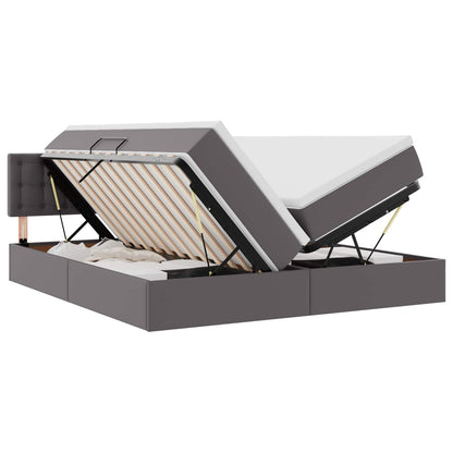 Letto con Contenitore Grigio 200 x 200 cm Pelle Sintetica | homemem39