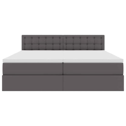 Letto con Contenitore Grigio 200 x 200 cm Pelle Sintetica | homemem39