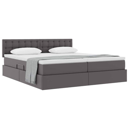 Letto con Contenitore Grigio 200 x 200 cm Pelle Sintetica | homemem39