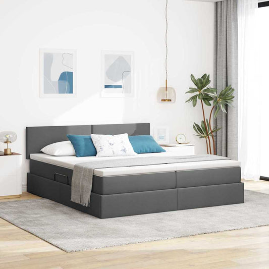 Letto con Contenitore Grigio scuro 180 x 200 cm Pelle Sintetica | homemem39