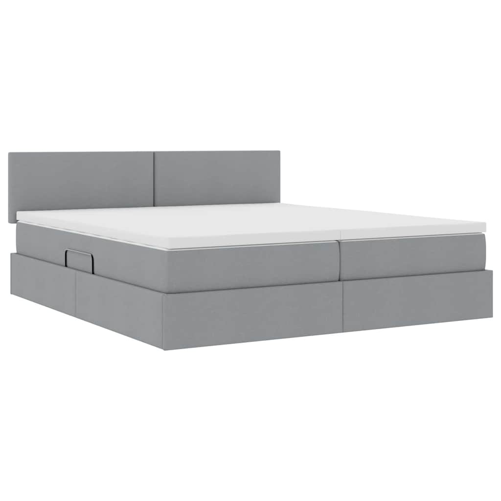 Letto con Contenitore con materasso Grigio chiaro 200 x 200 cm | homemem39