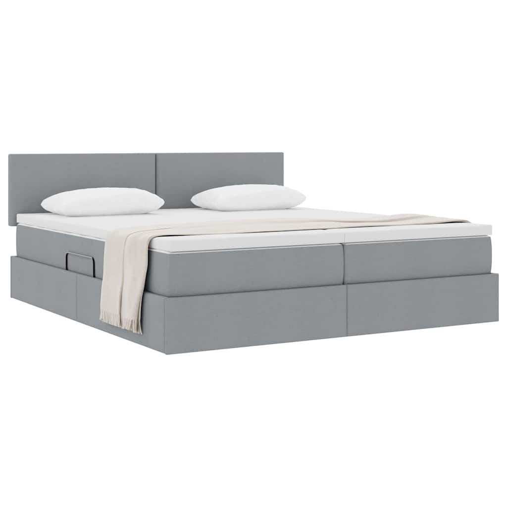 Letto con Contenitore con materasso Grigio chiaro 200 x 200 cm | homemem39