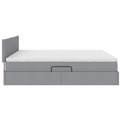 Letto con Contenitore con materasso Grigio chiaro 200 x 200 cm