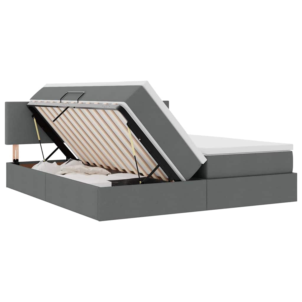 Letto con Contenitore Grigio scuro 200 x 200 cm Pelle Sintetica | homemem39