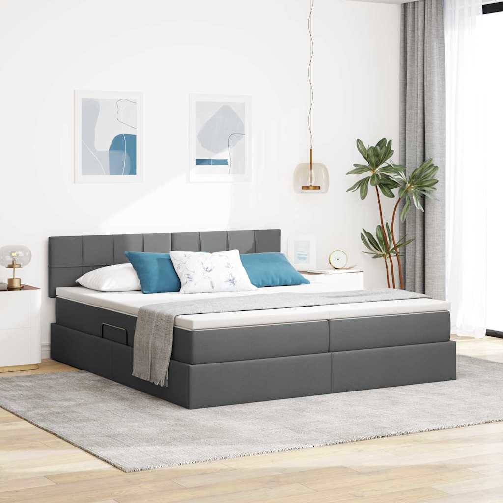 Letto con Contenitore Grigio scuro 180 x 200 cm Pelle Sintetica | homemem39