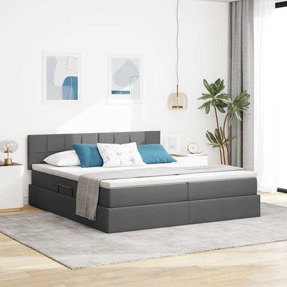 Letto con Contenitore Grigio scuro 180 x 200 cm Pelle Sintetica | homemem39