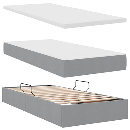 Letto con Contenitore con materasso Grigio chiaro 200 x 200 cm | homemem39