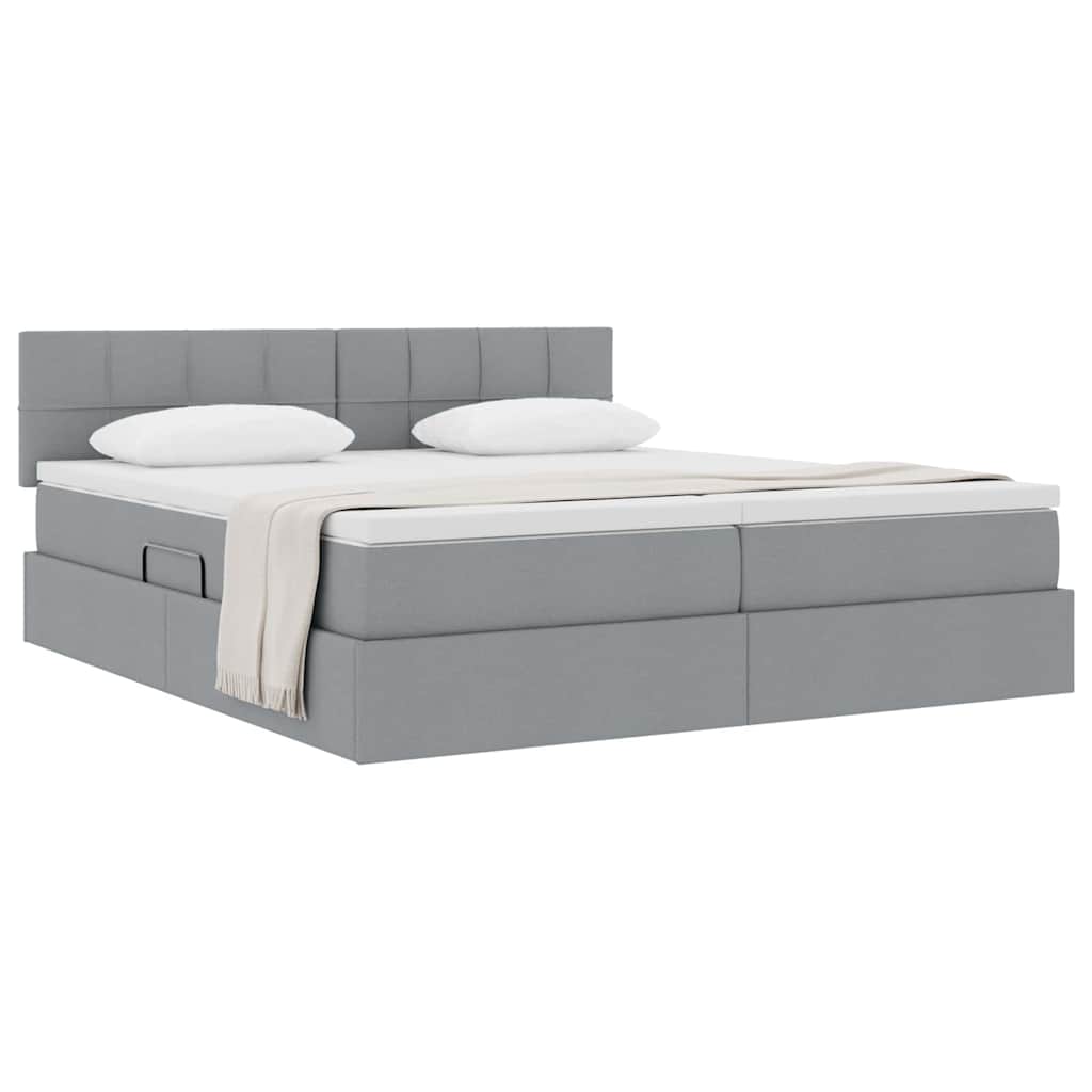 Letto con Contenitore con materasso Grigio chiaro 200 x 200 cm | homemem39